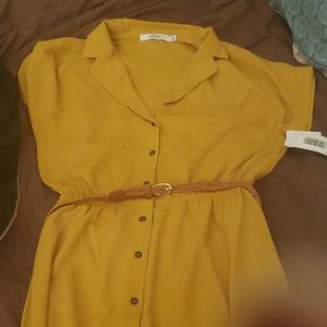 Belted midi shirt dress